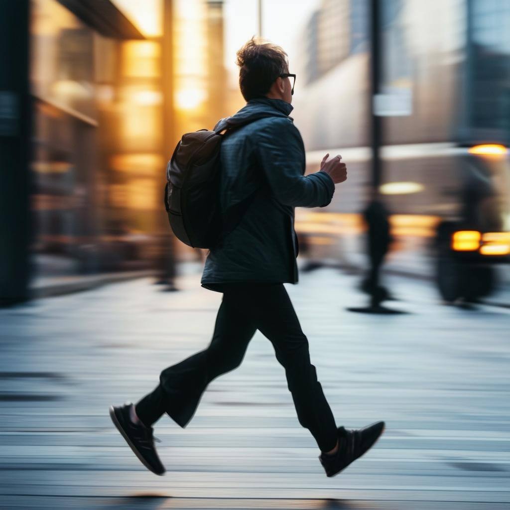 A person who runs to the office for their commute